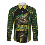 Jamaica Independence Day Long Sleeve Button Shirt Crocodile Broken Chain Freedom