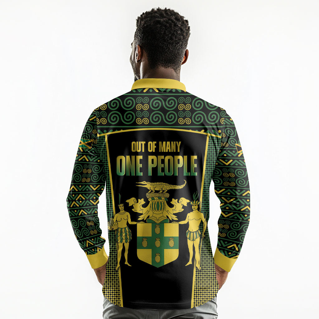 Jamaica Independence Day Long Sleeve Polo Shirt Crocodile Broken Chain Freedom