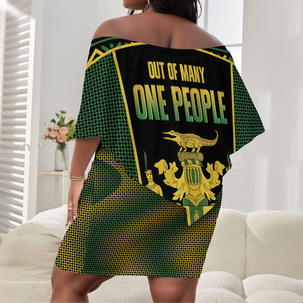 Jamaica Independence Day Off Shoulder Short Dress Crocodile Broken Chain Freedom