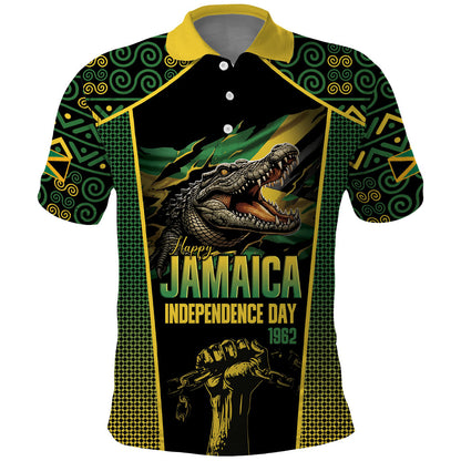 Jamaica Independence Day Polo Shirt Crocodile Broken Chain Freedom