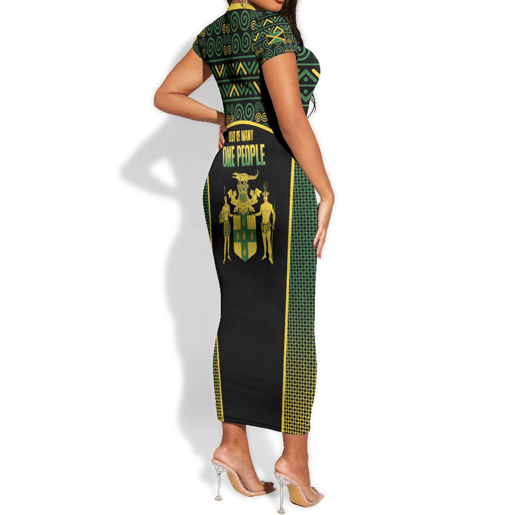 Jamaica Independence Day Short Sleeve Bodycon Dress Crocodile Broken Chain Freedom