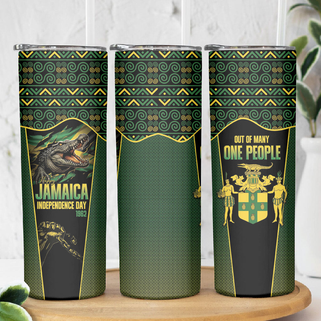 Jamaica Independence Day Skinny Tumbler Crocodile Broken Chain Freedom