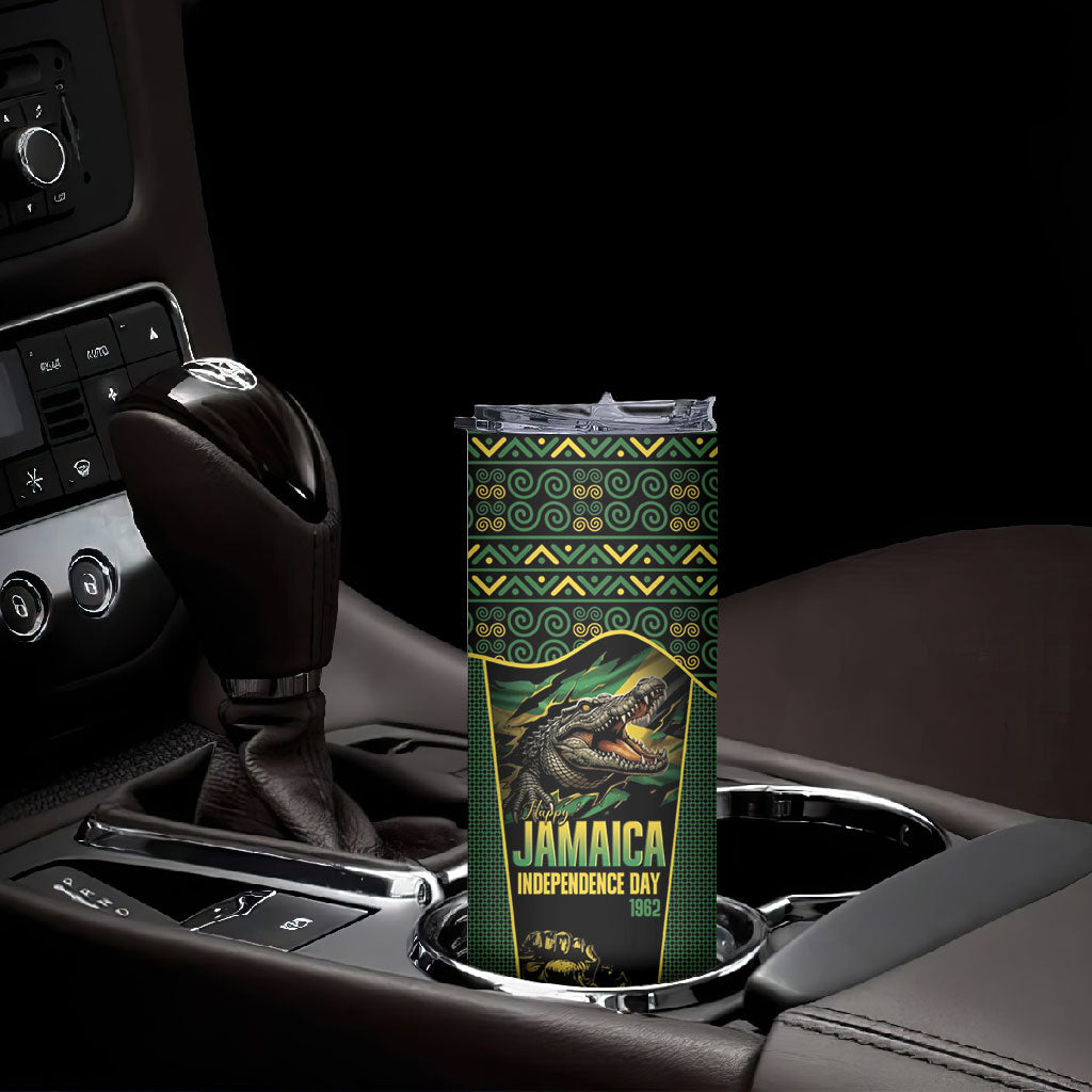 Jamaica Independence Day Skinny Tumbler Crocodile Broken Chain Freedom