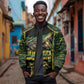 Jamaica Independence Day Sleeve Zip Bomber Jacket Crocodile Broken Chain Freedom