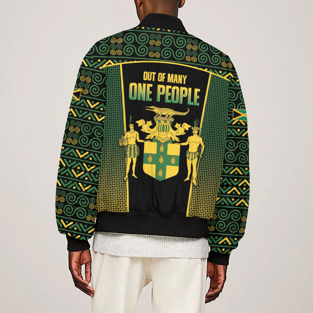 Jamaica Independence Day Sleeve Zip Bomber Jacket Crocodile Broken Chain Freedom