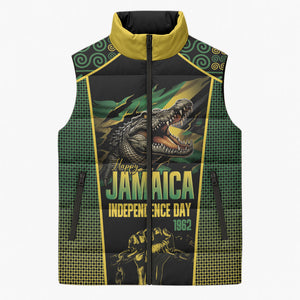 Jamaica Independence Day Sleeveless Puffer Jacket Crocodile Broken Chain Freedom