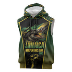 Jamaica Independence Day Sleeveless Zip Hoodie Crocodile Broken Chain Freedom