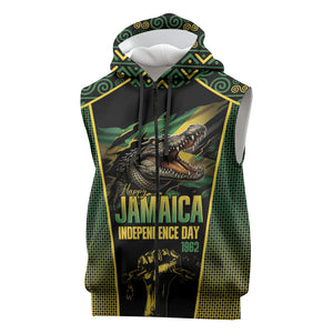 Jamaica Independence Day Sleeveless Zip Hoodie Crocodile Broken Chain Freedom