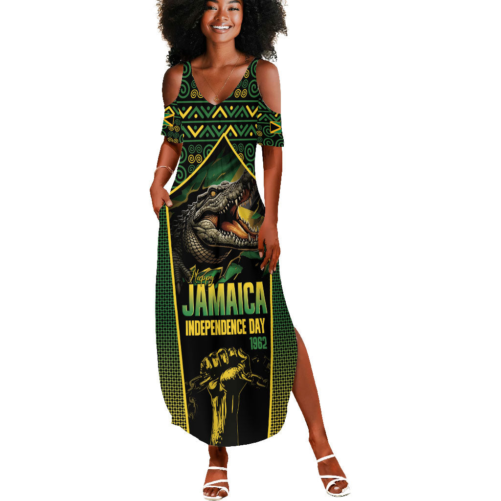 Jamaica Independence Day Summer Maxi Dress Crocodile Broken Chain Freedom