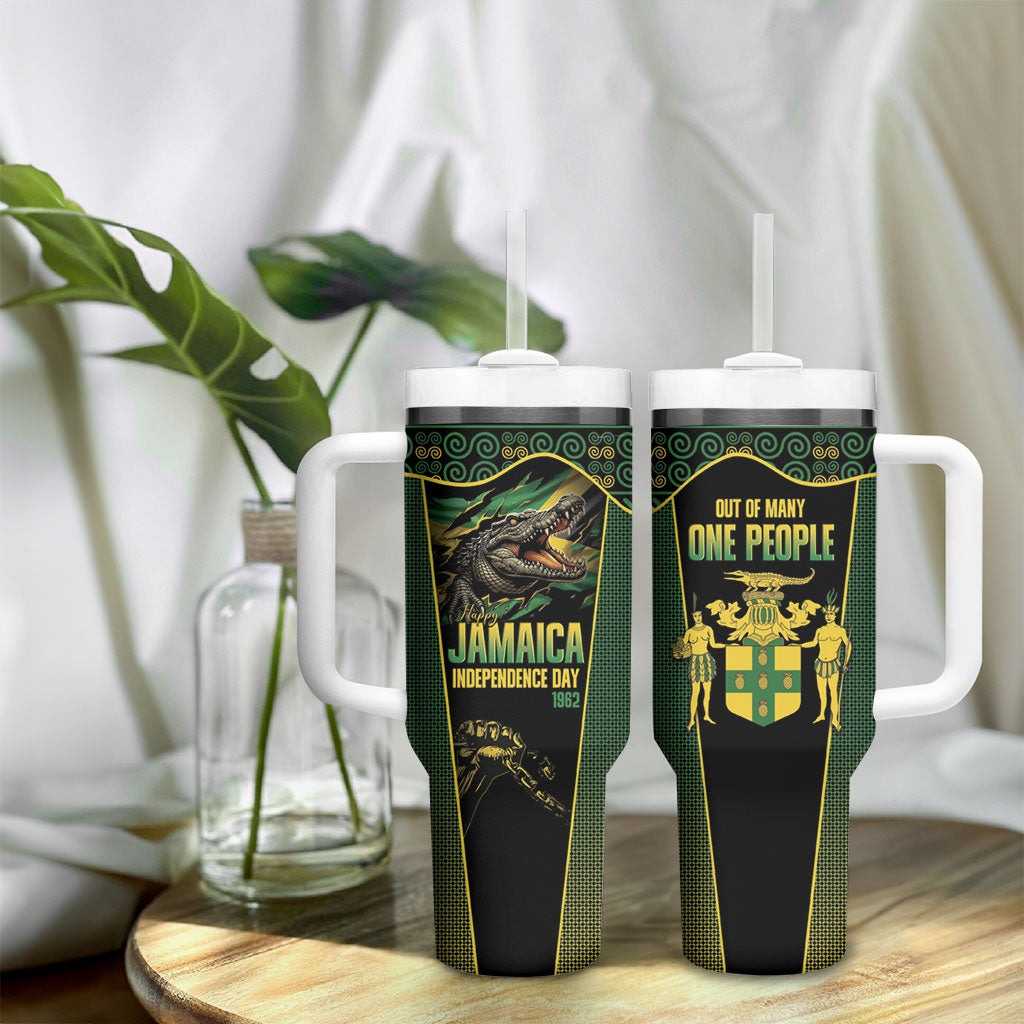 Jamaica Independence Day Tumbler With Handle Crocodile Broken Chain Freedom
