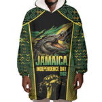 Jamaica Independence Day Wearable Blanket Hoodie Crocodile Broken Chain Freedom