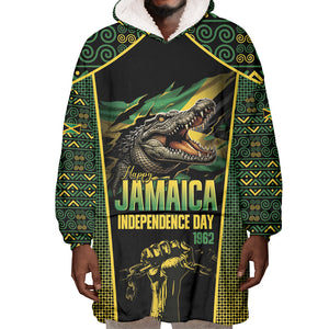 Jamaica Independence Day Wearable Blanket Hoodie Crocodile Broken Chain Freedom