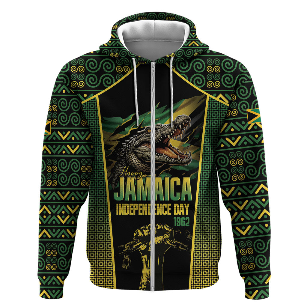 Jamaica Independence Day Zip Hoodie Crocodile Broken Chain Freedom