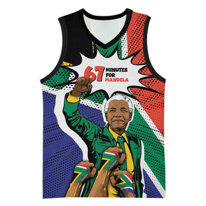 Nelson Mandela Birthday Basketball Jersey 67 Minutes South Africa Flag Comic