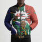 Nelson Mandela Birthday Bomber Puffer Jacket 67 Minutes South Africa Flag Comic