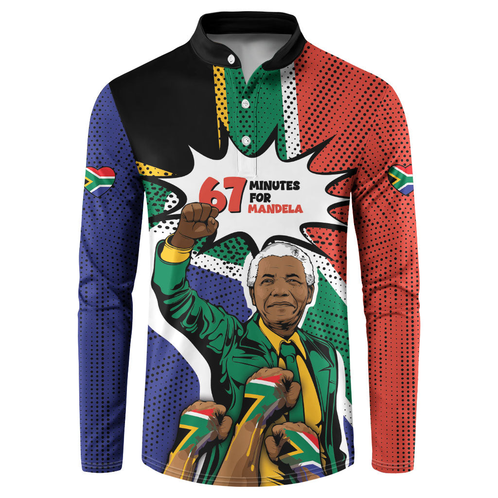 Nelson Mandela Birthday Button Sweatshirt 67 Minutes South Africa Flag Comic