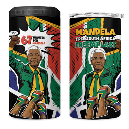 Nelson Mandela Birthday 4 in 1 Can Cooler Tumbler 67 Minutes South Africa Flag Comic