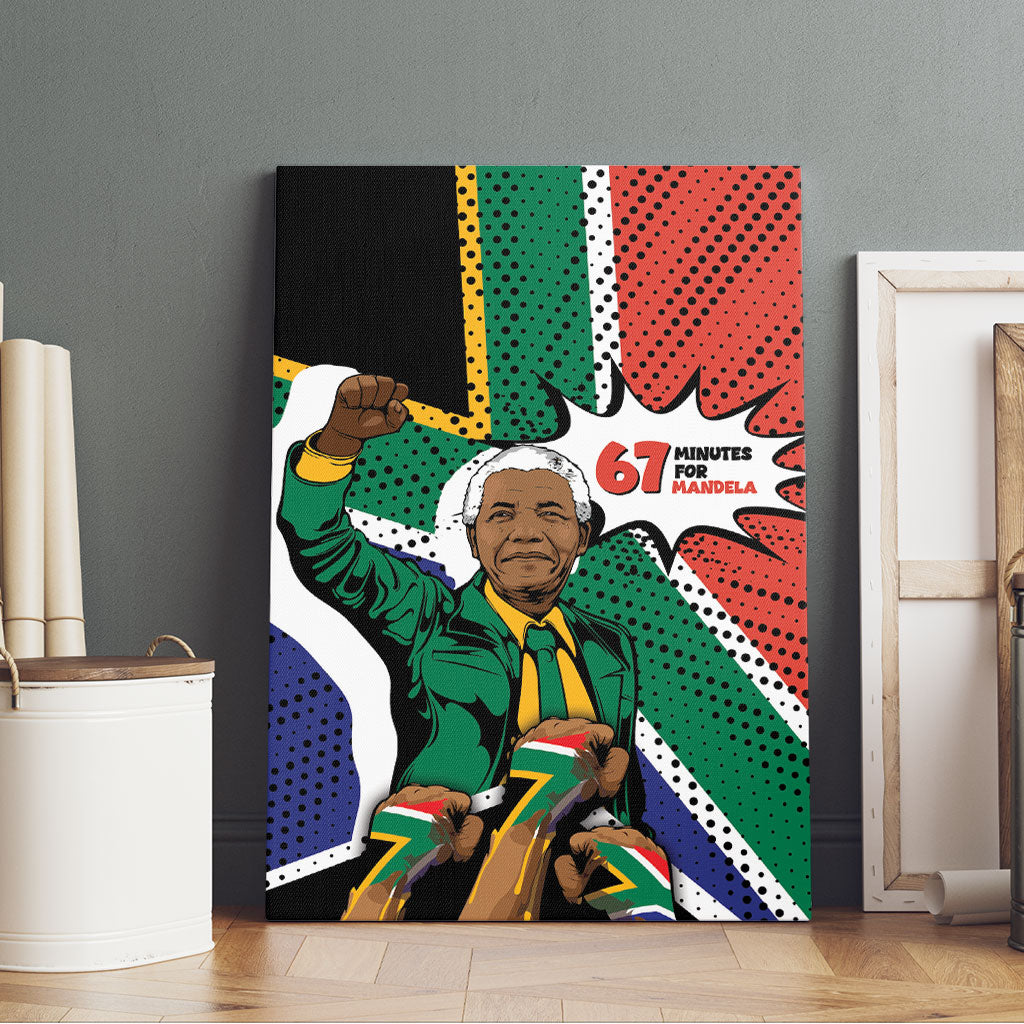 Nelson Mandela Birthday Canvas Wall Art 67 Minutes South Africa Flag Comic