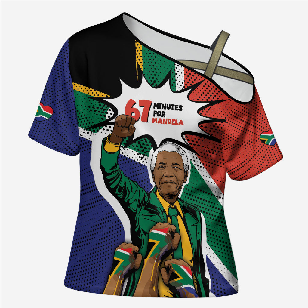 Nelson Mandela Birthday Cross Shoulder Shirt 67 Minutes South Africa Flag Comic