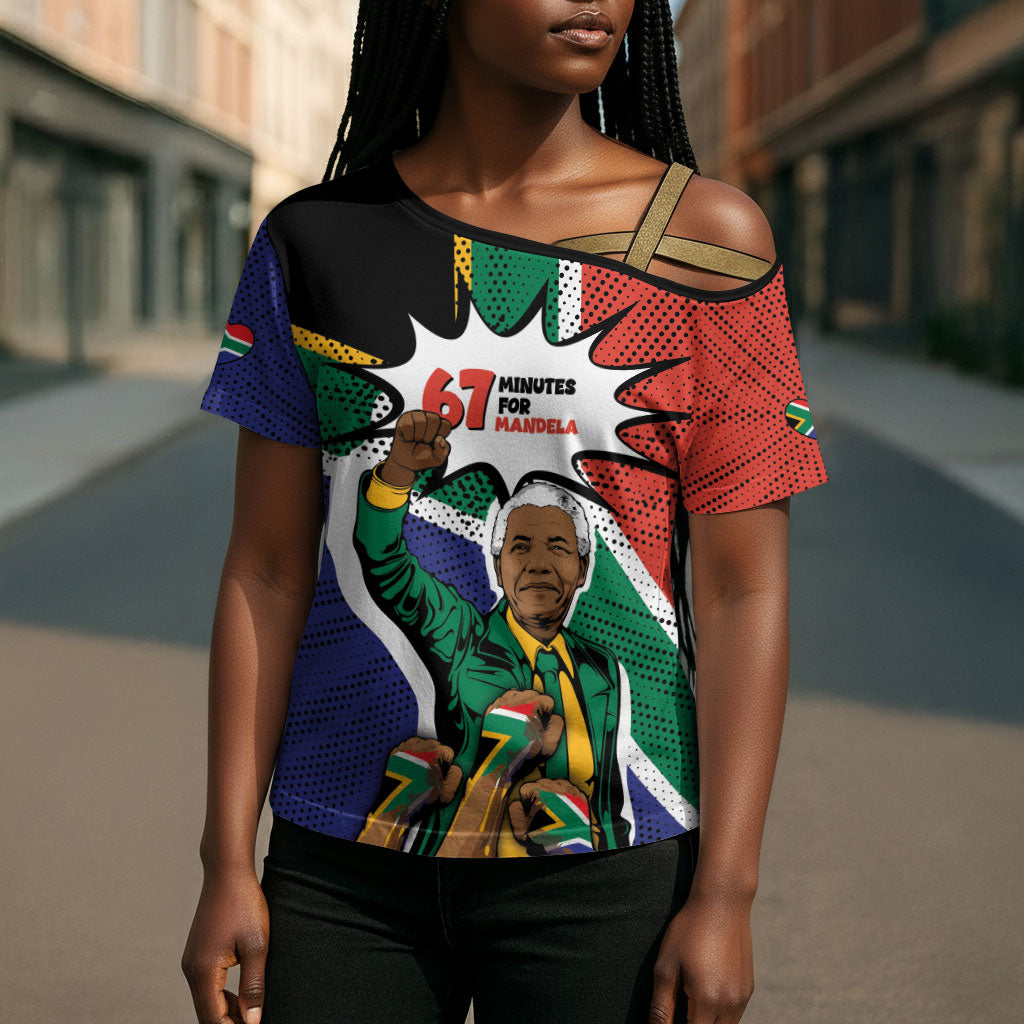 Nelson Mandela Birthday Cross Shoulder Shirt 67 Minutes South Africa Flag Comic
