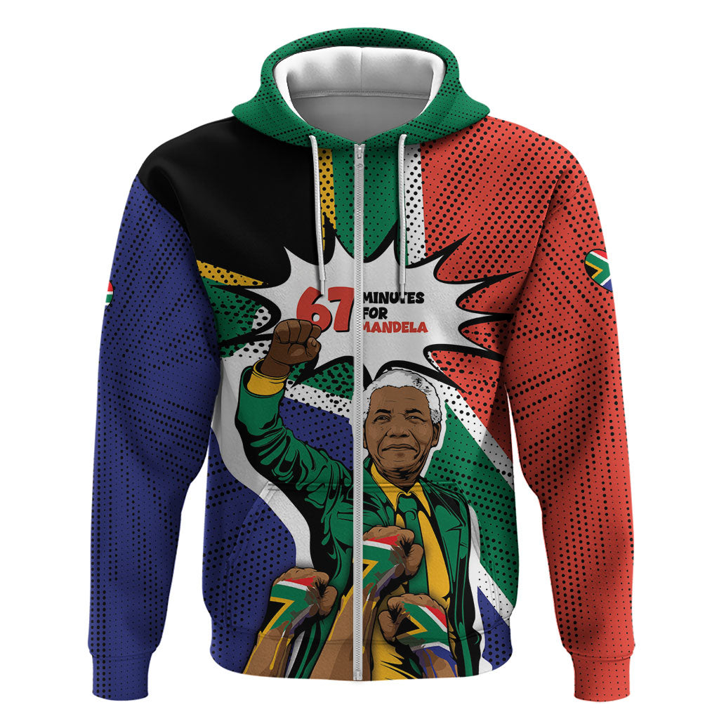 Nelson Mandela Birthday Hoodie 67 Minutes South Africa Flag Comic