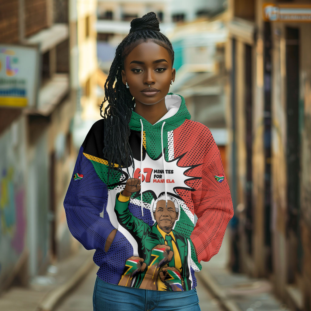 Nelson Mandela Birthday Hoodie 67 Minutes South Africa Flag Comic