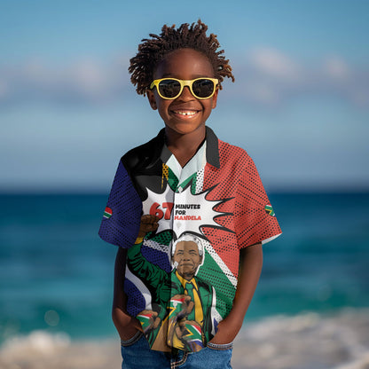 Nelson Mandela Birthday Kid Hawaiian Shirt 67 Minutes South Africa Flag Comic
