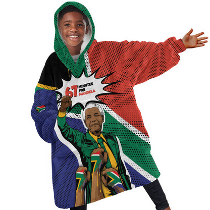 Nelson Mandela Birthday Kid Wearable Blanket Hoodie 67 Minutes South Africa Flag Comic