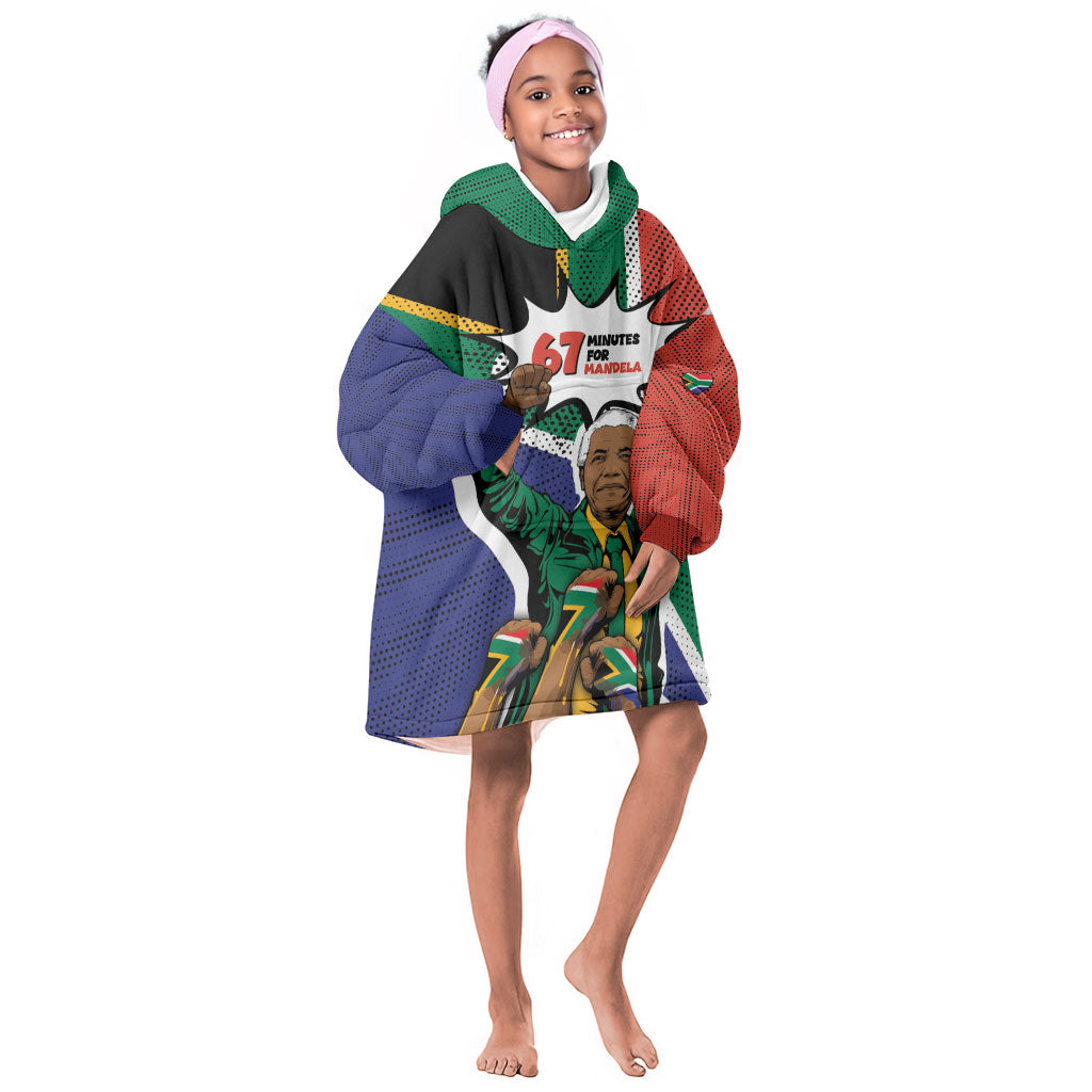 Nelson Mandela Birthday Kid Wearable Blanket Hoodie 67 Minutes South Africa Flag Comic