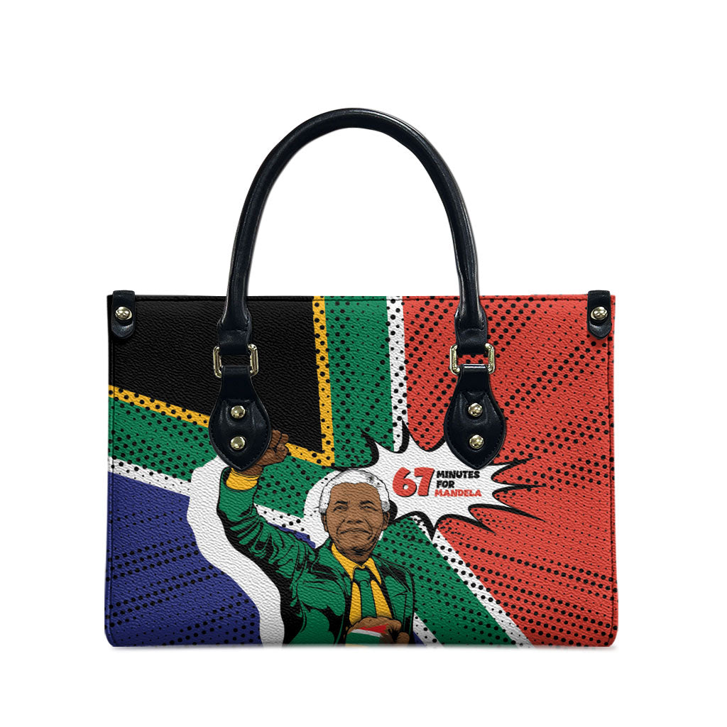 Nelson Mandela Birthday Leather Bag 67 Minutes South Africa Flag Comic
