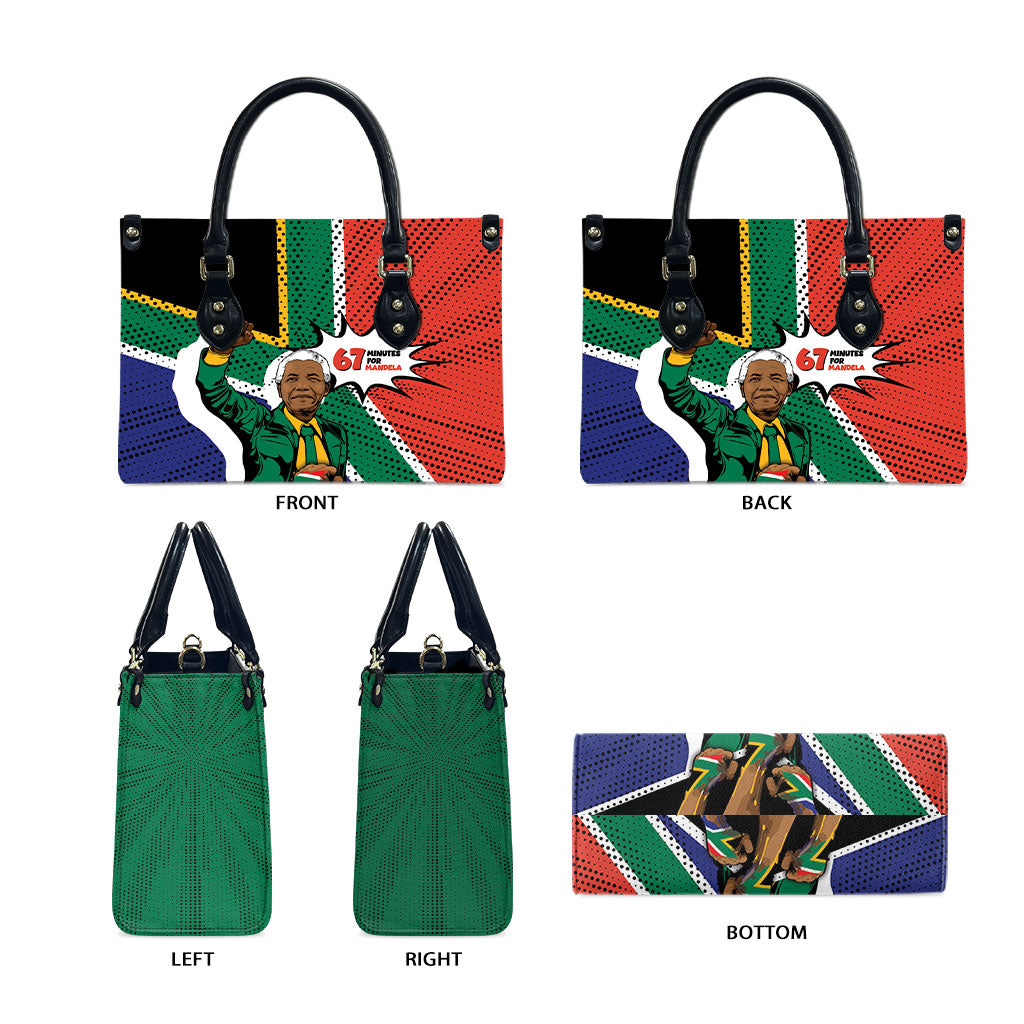 Nelson Mandela Birthday Leather Bag 67 Minutes South Africa Flag Comic
