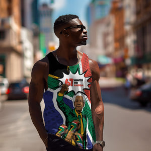 Nelson Mandela Birthday Men Tank Top 67 Minutes South Africa Flag Comic