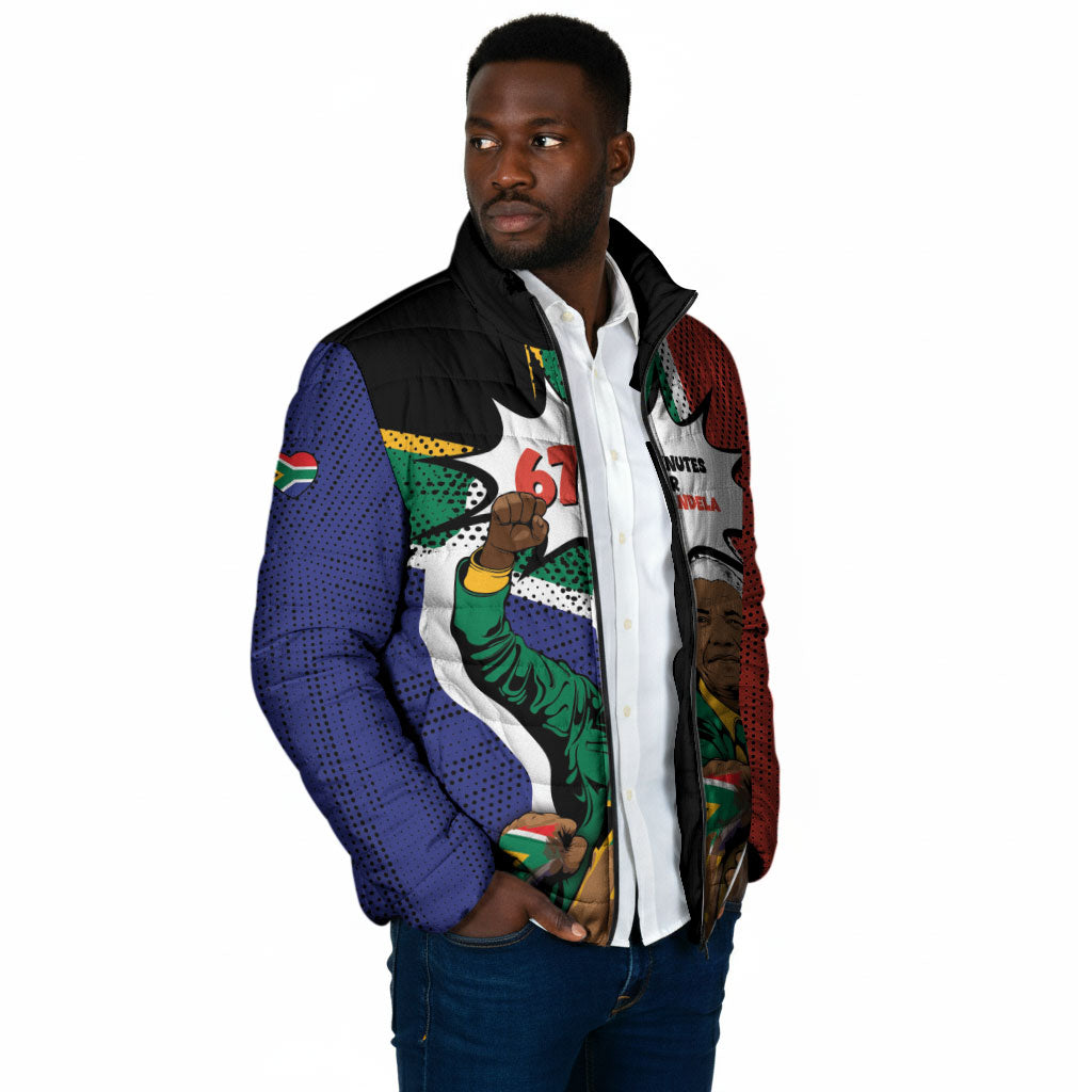 Nelson Mandela Birthday Padded Jacket 67 Minutes South Africa Flag Comic