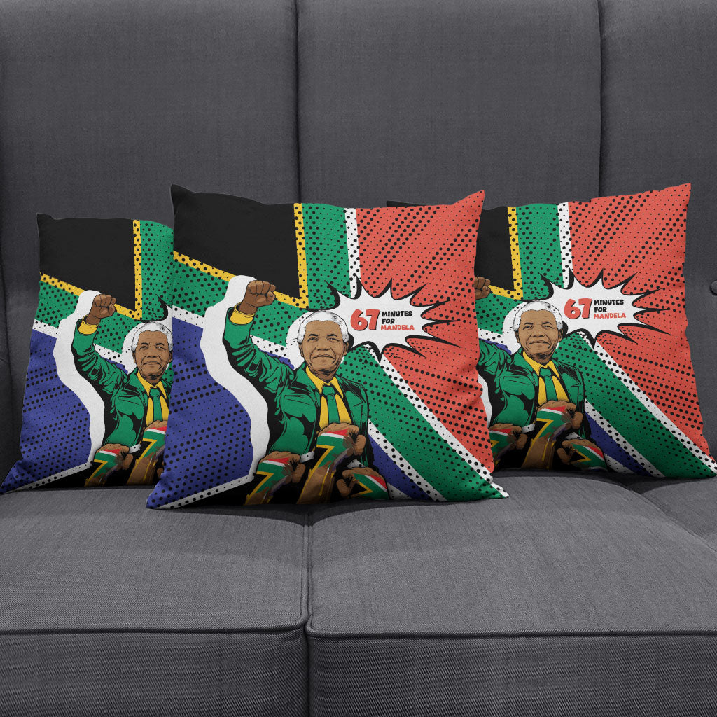 Nelson Mandela Birthday Pillow Cover 67 Minutes South Africa Flag Comic