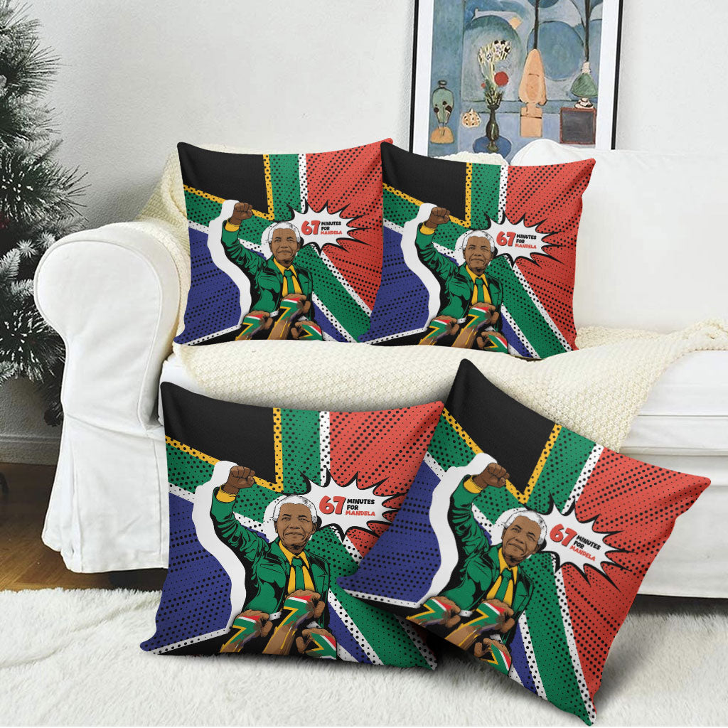 Nelson Mandela Birthday Pillow Cover 67 Minutes South Africa Flag Comic