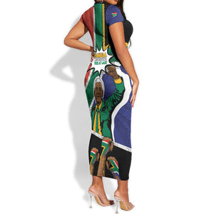 Nelson Mandela Birthday Short Sleeve Bodycon Dress 67 Minutes South Africa Flag Comic