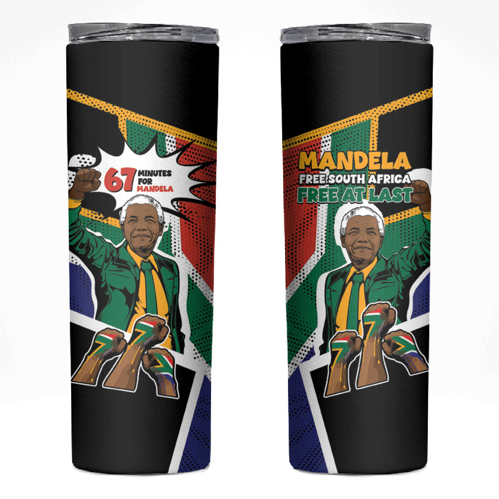 Nelson Mandela Birthday Skinny Tumbler 67 Minutes South Africa Flag Comic