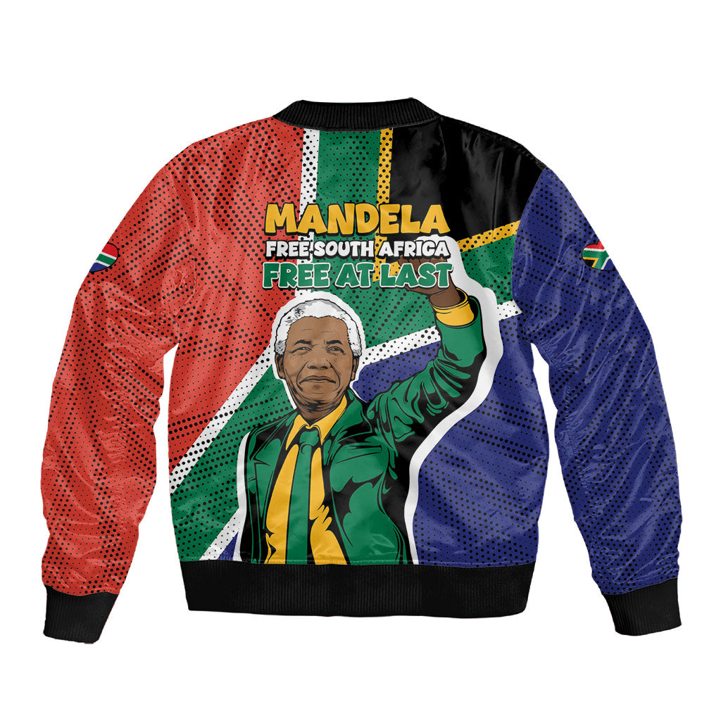 Nelson Mandela Birthday Sleeve Zip Bomber Jacket 67 Minutes South Africa Flag Comic