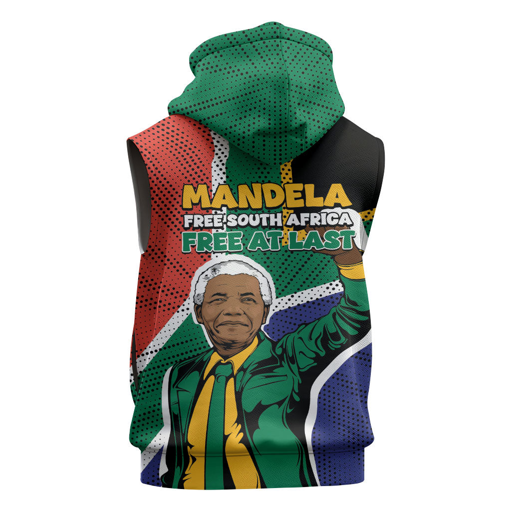 Nelson Mandela Birthday Sleeveless Zip Hoodie 67 Minutes South Africa Flag Comic