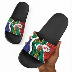 Nelson Mandela Birthday Slide Sandals 67 Minutes South Africa Flag Comic
