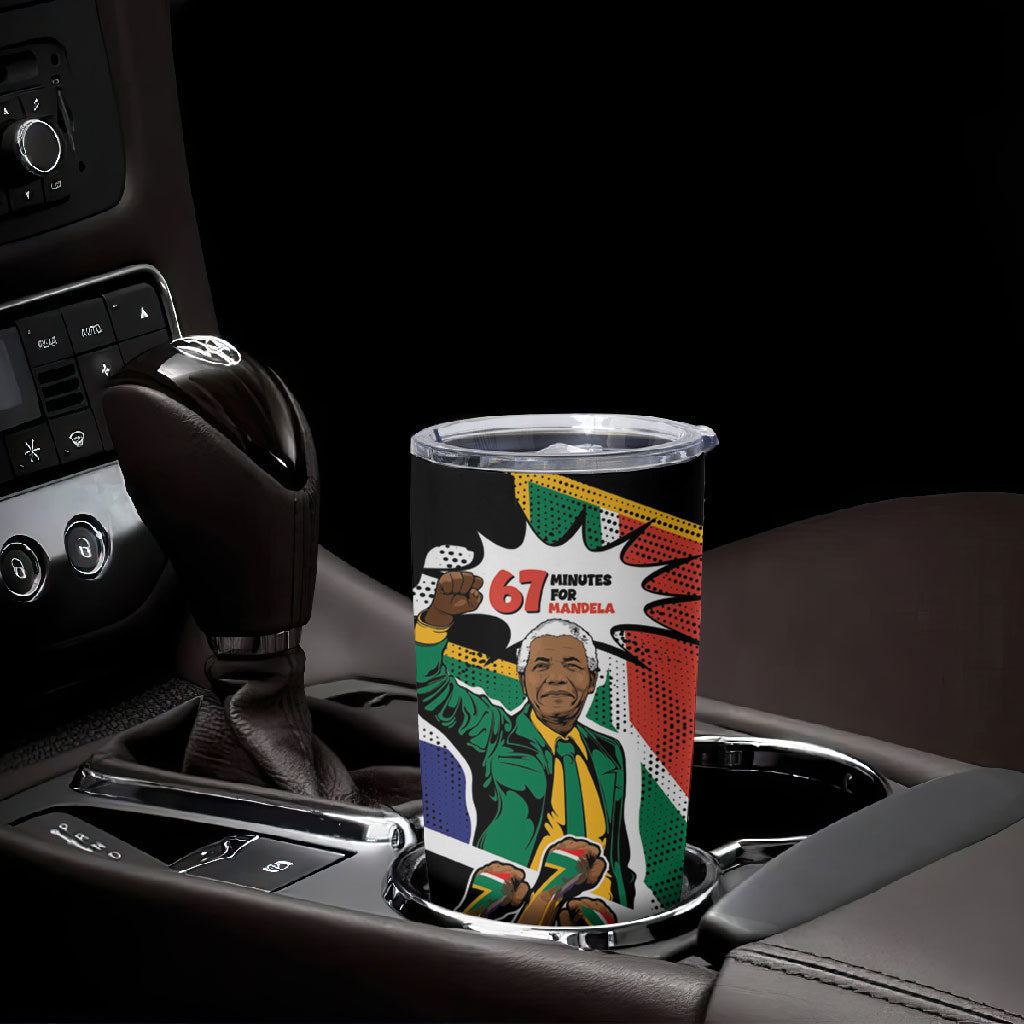 Nelson Mandela Birthday Tumbler Cup 67 Minutes South Africa Flag Comic