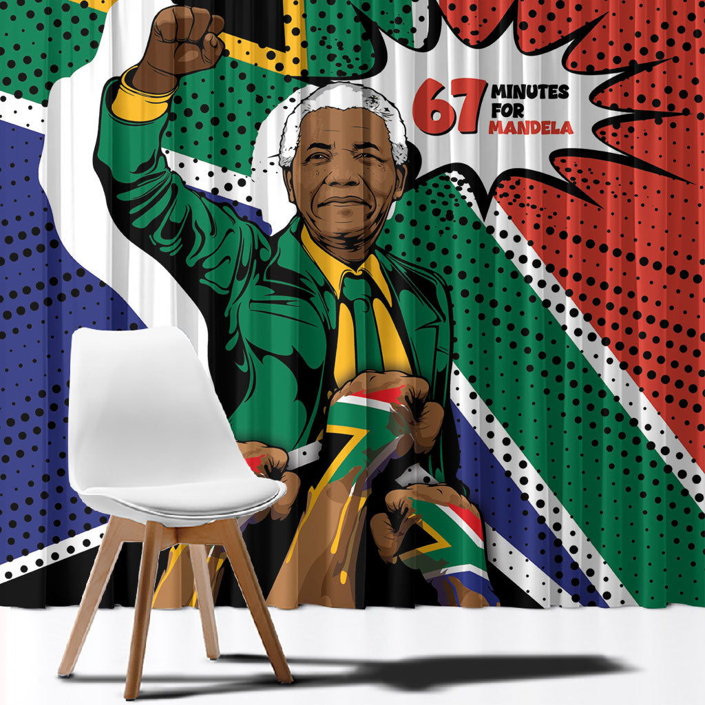 Nelson Mandela Birthday Window Curtain 67 Minutes South Africa Flag Comic
