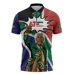 Nelson Mandela Birthday Zipper Polo Shirt 67 Minutes South Africa Flag Comic