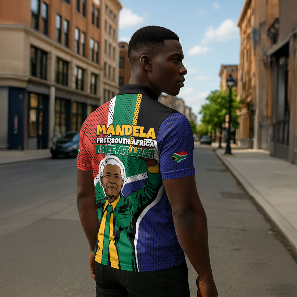 Nelson Mandela Birthday Zipper Polo Shirt 67 Minutes South Africa Flag Comic