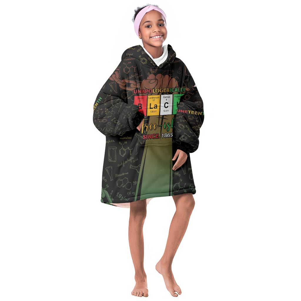 Juneteenth 1865 Kid Wearable Blanket Hoodie Unapologetically Black