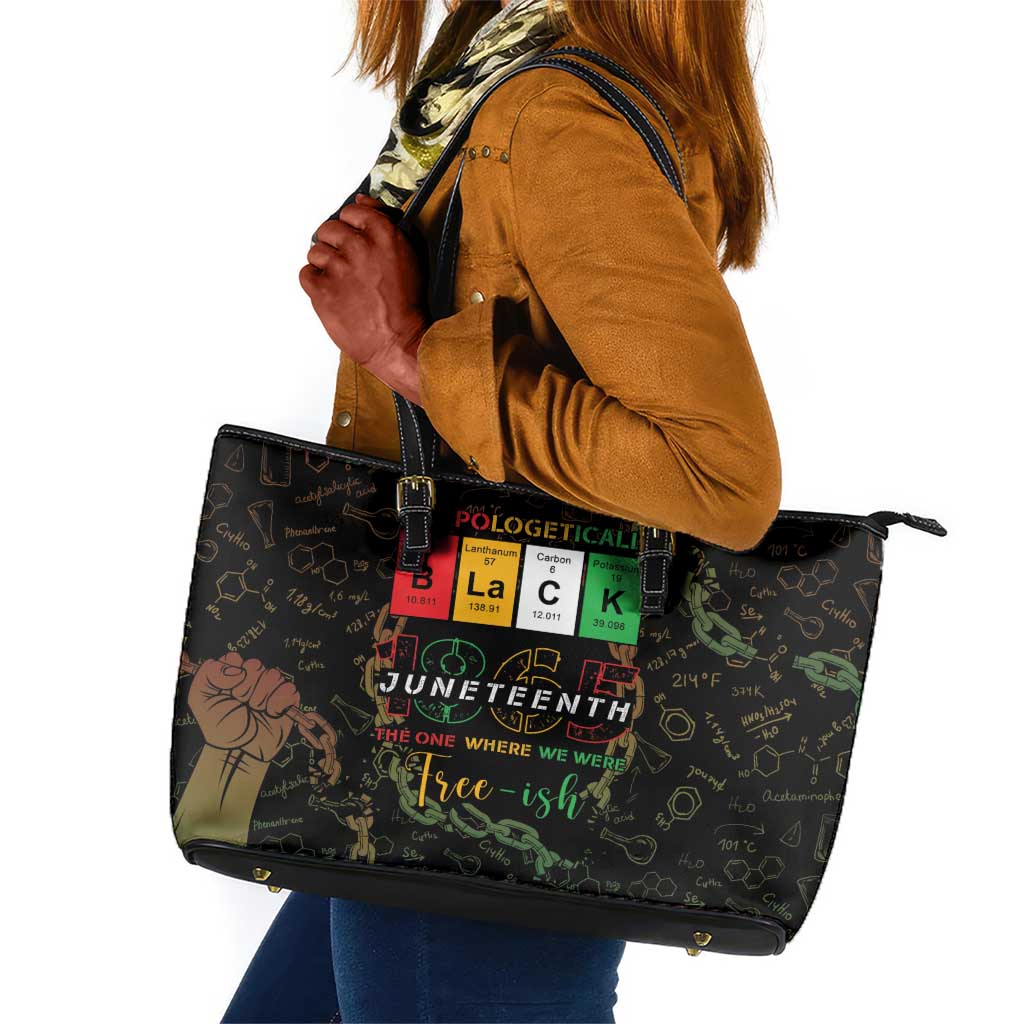 Juneteenth 1865 Leather Tote Bag Unapologetically Black