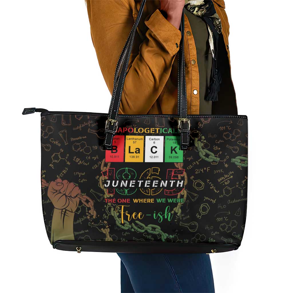 Juneteenth 1865 Leather Tote Bag Unapologetically Black