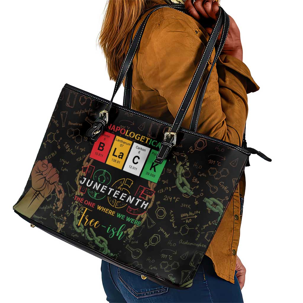 Juneteenth 1865 Leather Tote Bag Unapologetically Black
