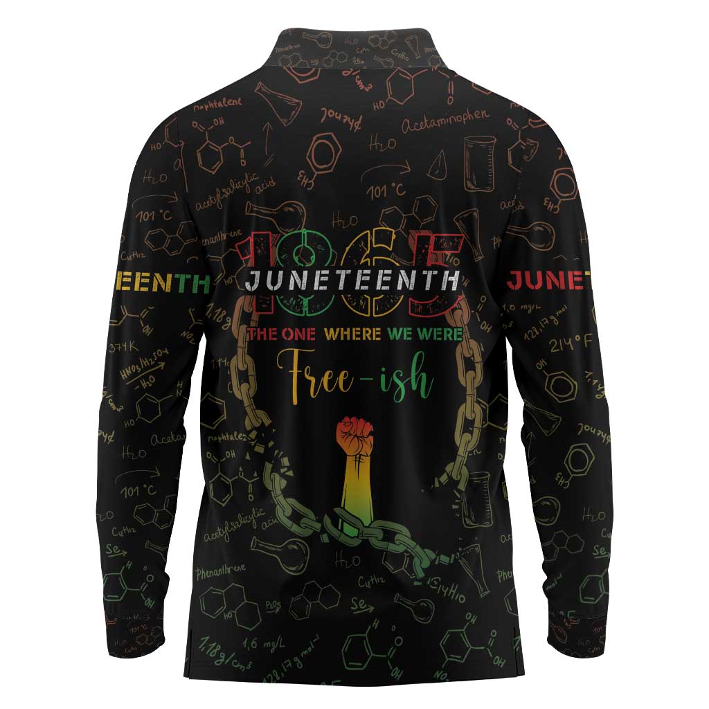 Juneteenth 1865 Long Sleeve Polo Shirt Unapologetically Black