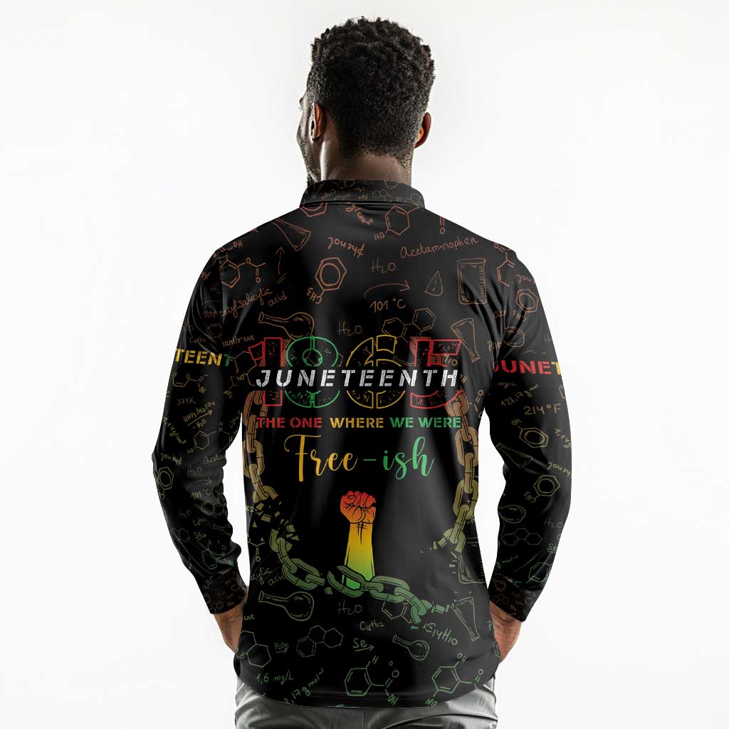 Juneteenth 1865 Long Sleeve Polo Shirt Unapologetically Black